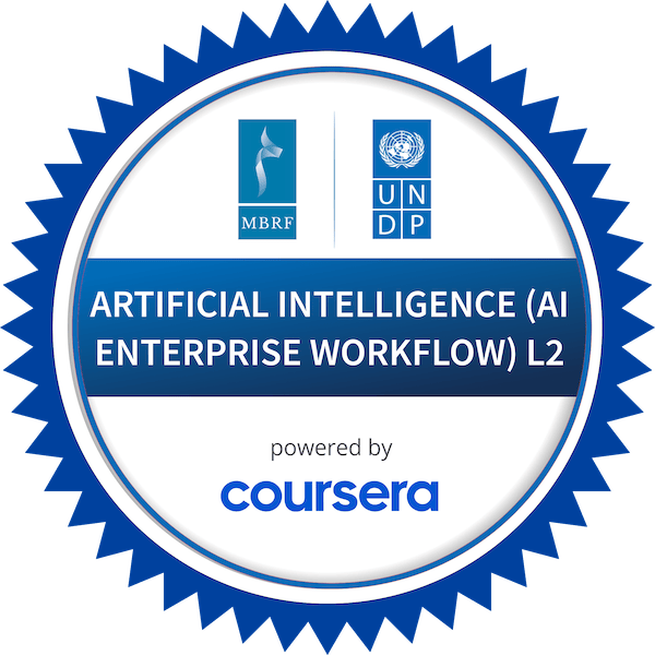 ARTIFICIAL INTELLIGENCE (AI ENTERPRISE WORKFLOW) L2 completion badge issued by COURSERA