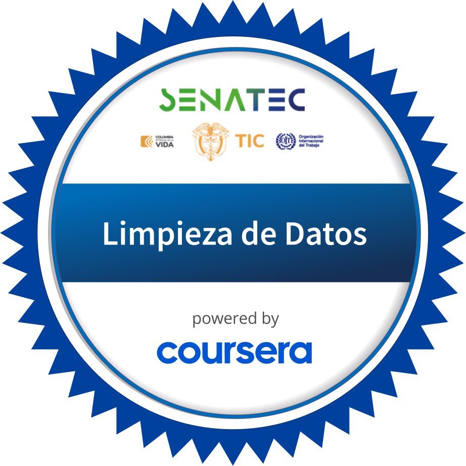 Limpieza de Datos completion badge issued by COURSERA