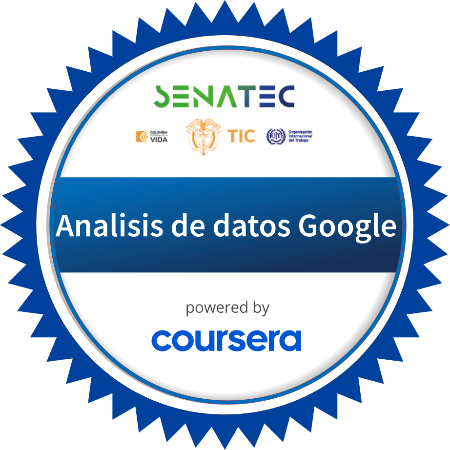 Analisis de datos Google completion badge issued by COURSERA