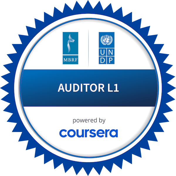 AUDITOR L1 completion badge issued by COURSERA
