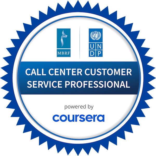 CALL CENTER CUSTOMER SERVICE PROFESSIONAL completion badge issued by COURSERA