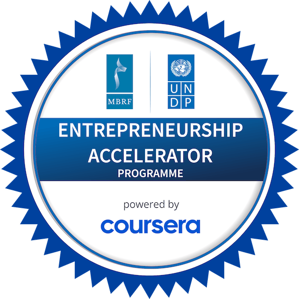 ENTREPRENEURSHIP ACCELERATOR completion badge issued by COURSERA