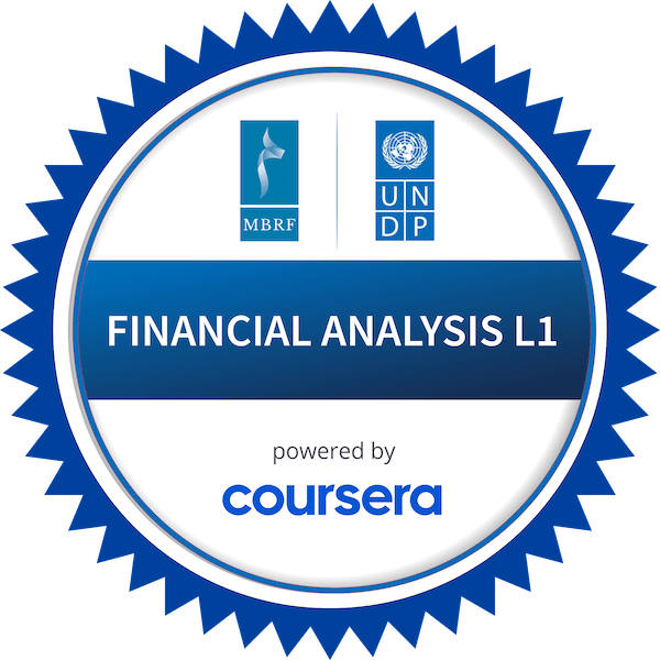 FINANCIAL ANALYSIS L1 completion badge issued by COURSERA