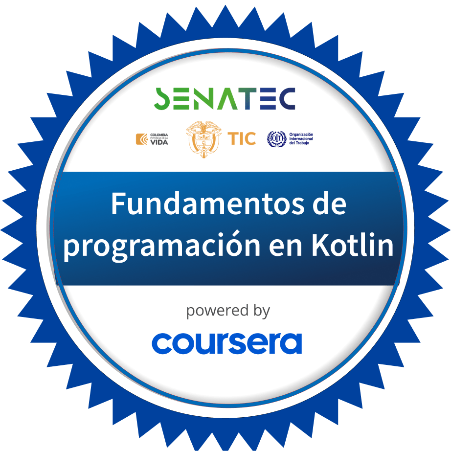 Fundamentos de programación en Kotlin completion badge issued by COURSERA