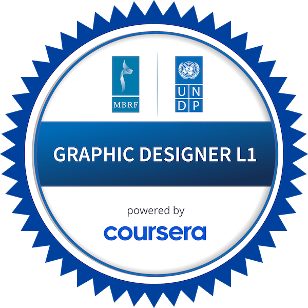 GRAPHIC DESIGNER L1 completion badge issued by COURSERA