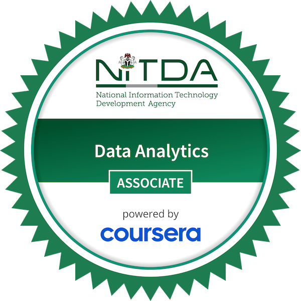 NITDA Data Analytics Associate completion badge issued by COURSERA