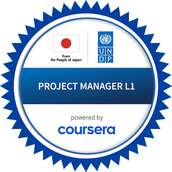 PROJECT MANAGER - L1 completion badge issued by COURSERA