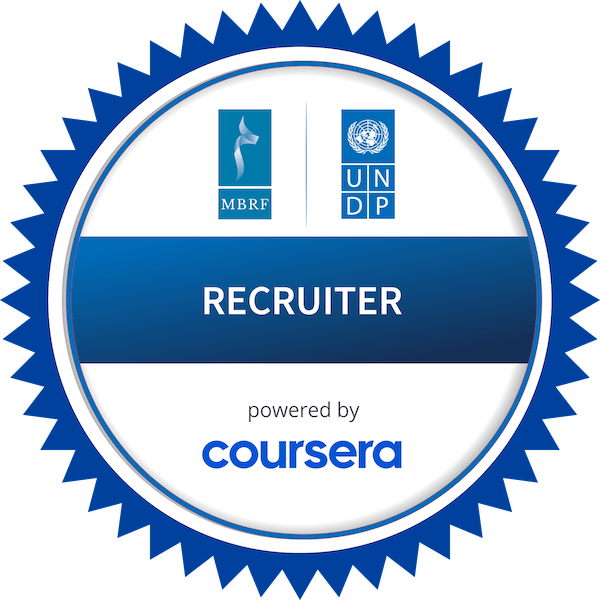 RECRUITER completion badge issued by COURSERA
