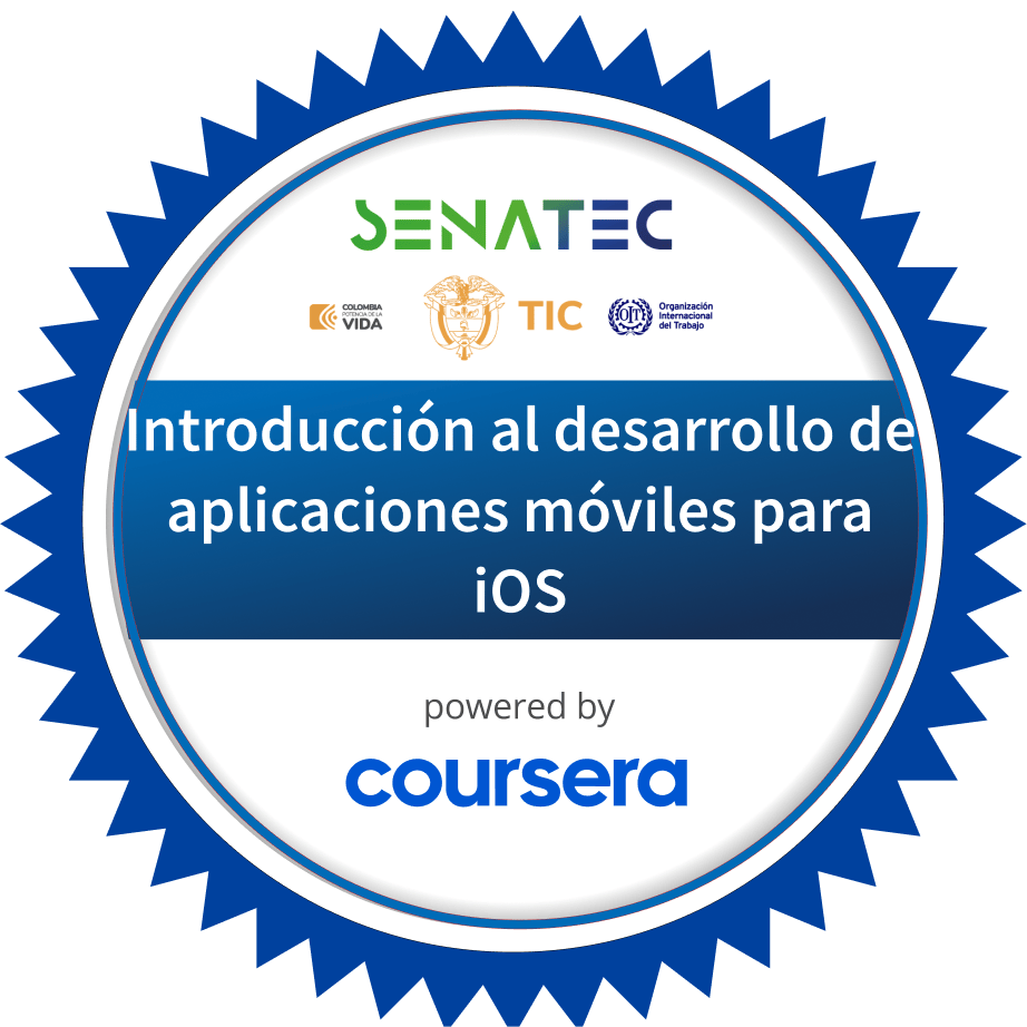 Introducción al desarrollo de aplicaciones móviles para iOS completion badge issued by COURSERA