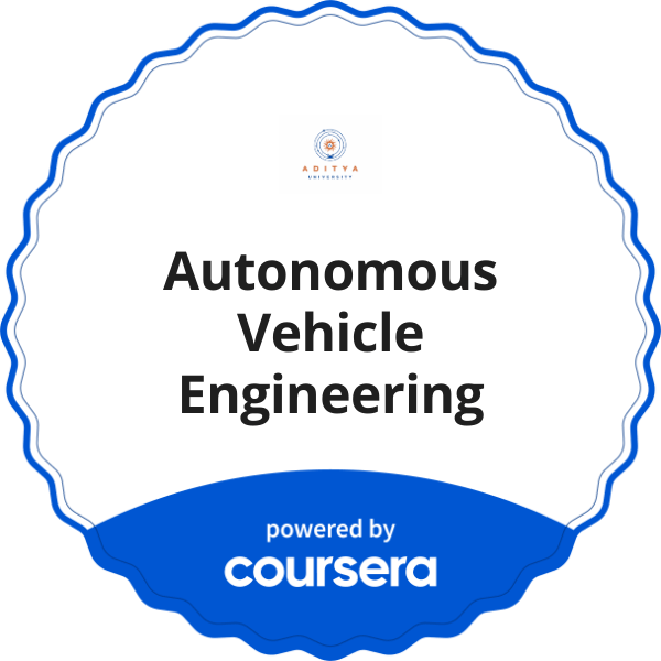 Autonomous Vehicle Engineering completion badge issued by COURSERA