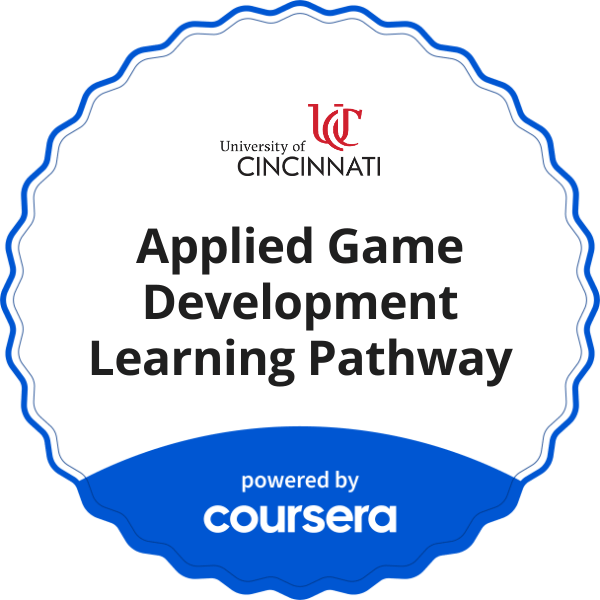 Applied Game Development Learning Pathway completion badge issued by COURSERA