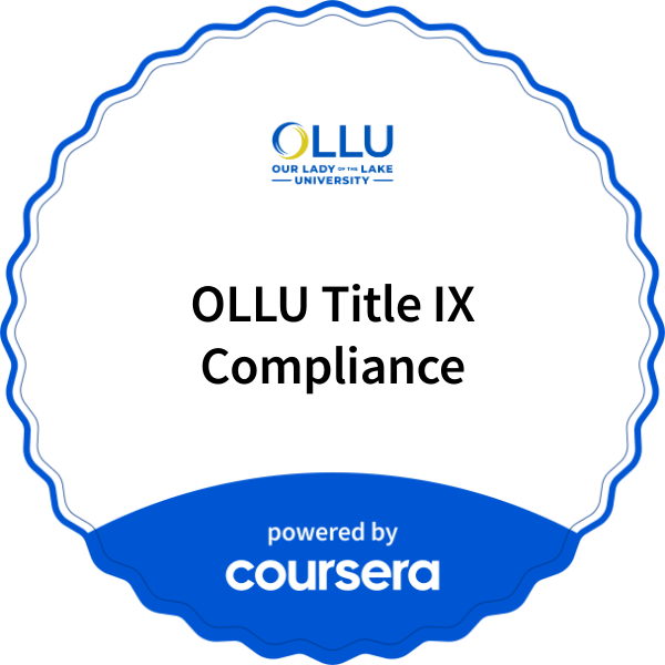 OLLU Title IX Compliance completion badge issued by COURSERA