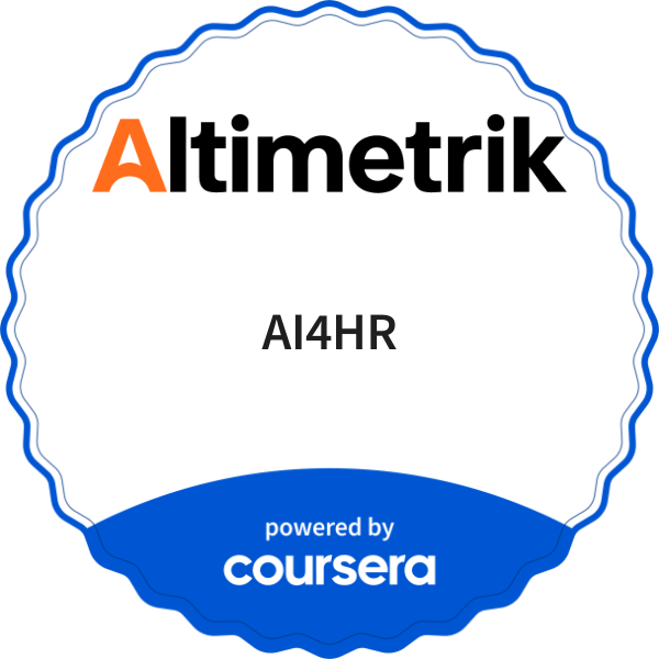 AI4HR completion badge issued by COURSERA