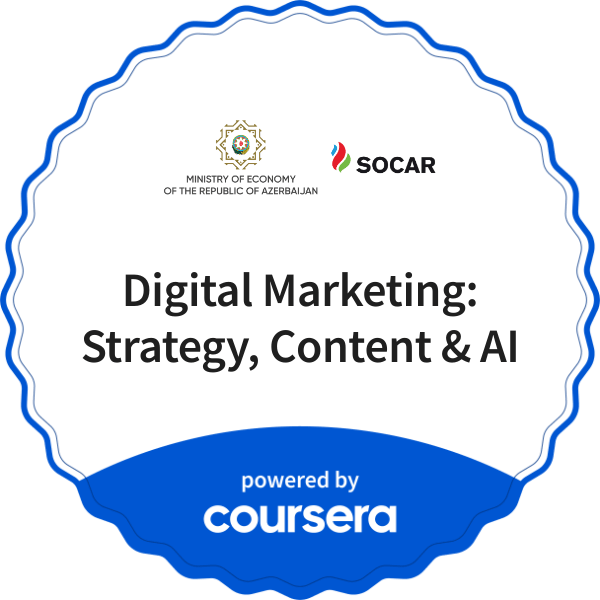 Digital Marketing: Strategy, Content & AI completion badge issued by COURSERA