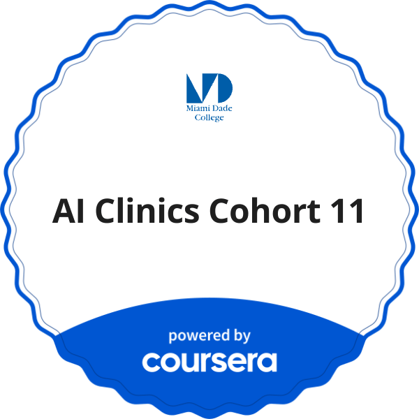 AI Clinics Cohort 11 completion badge issued by COURSERA