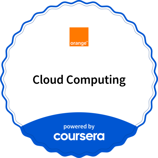 Cloud Computing completion badge issued by COURSERA