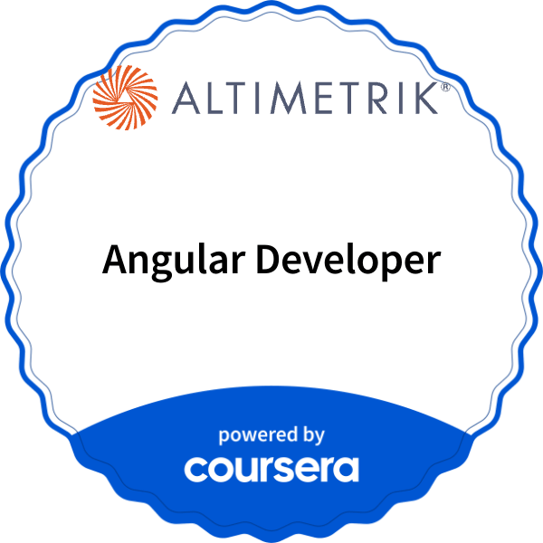 Angular Developer completion badge issued by COURSERA