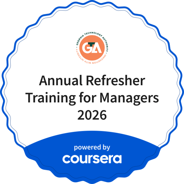 Annual Refresher Training for Managers 2026 completion badge issued by COURSERA