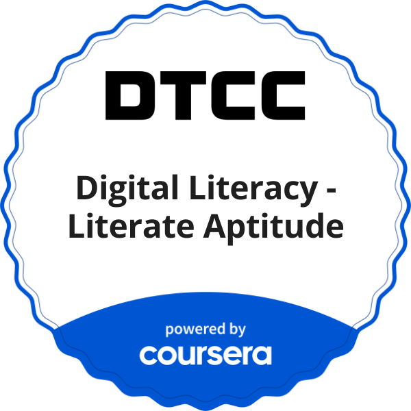 IAD Digital Literacy Literate Aptitude completion badge issued by COURSERA