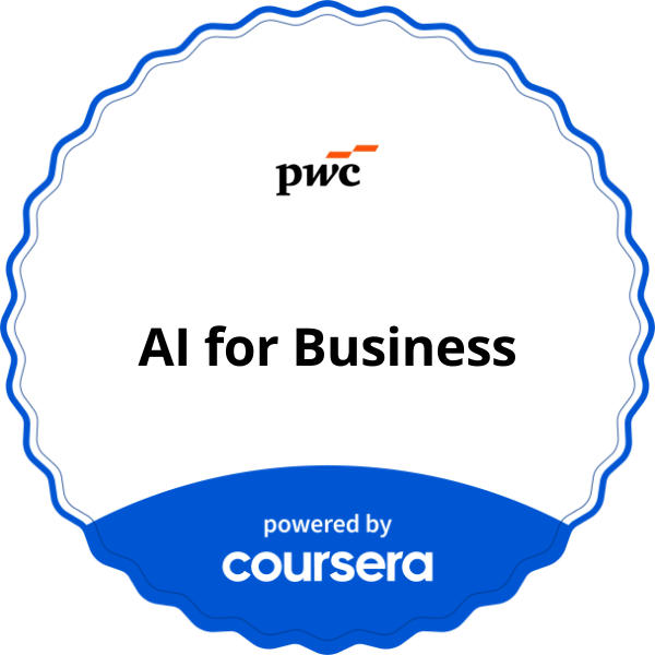 AI for Business completion badge issued by COURSERA