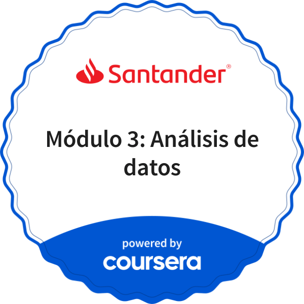 Módulo 3: Análisis de datos completion badge issued by COURSERA