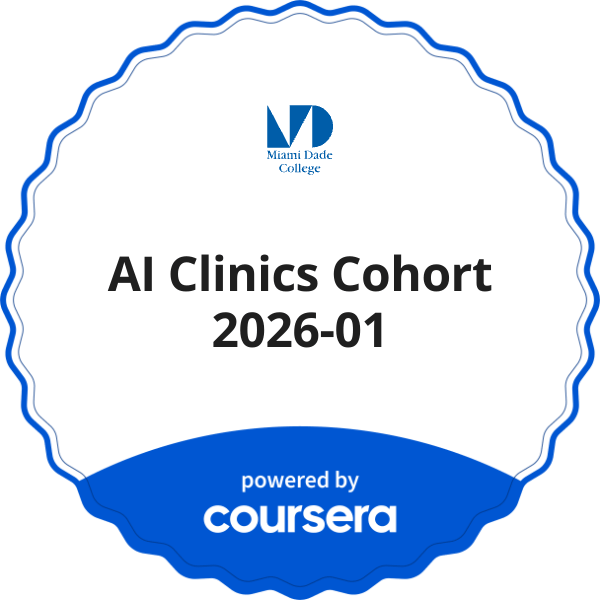 AI Clinics Cohort 2026-01 completion badge issued by COURSERA