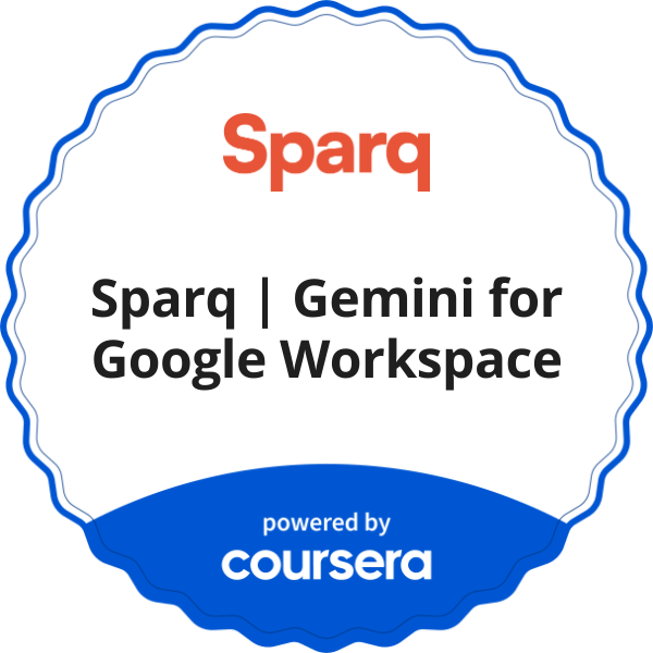 Sparq | Gemini for Google Workspace completion badge issued by COURSERA