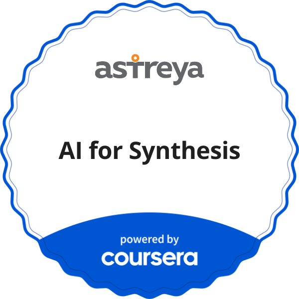 AI for Synthesis  completion badge issued by COURSERA