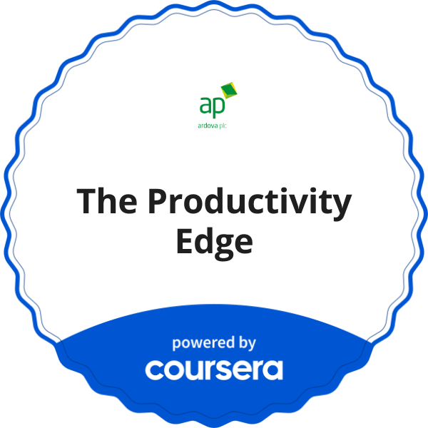 The Productivity Edge completion badge issued by COURSERA