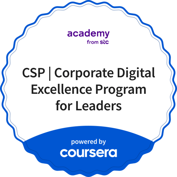 CSP | Corporate Digital Excellence Program for Leaders completion badge issued by COURSERA