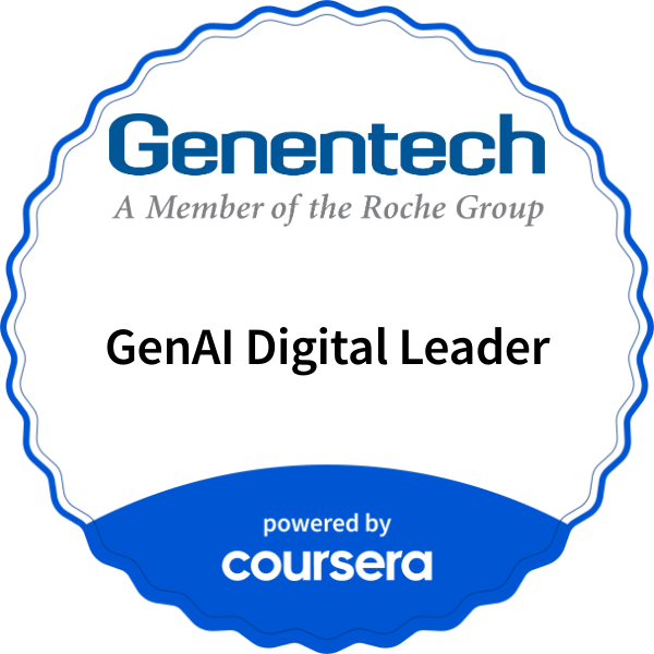 GenAI Digital Leader completion badge issued by COURSERA