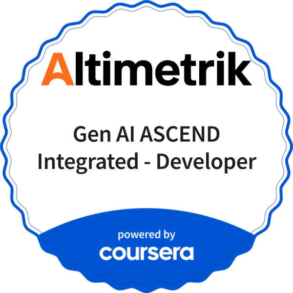 Gen AI ASCEND Integrated - Developer completion badge issued by COURSERA