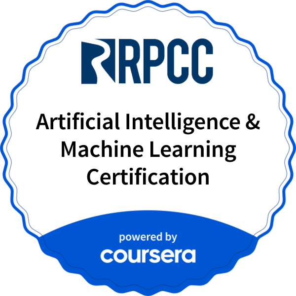 Artificial Intelligence & Machine Learning Certification completion badge issued by COURSERA