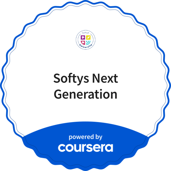 Softys Next Generation completion badge issued by COURSERA