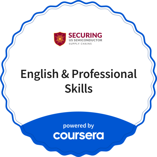 English & Professional Skills completion badge issued by COURSERA