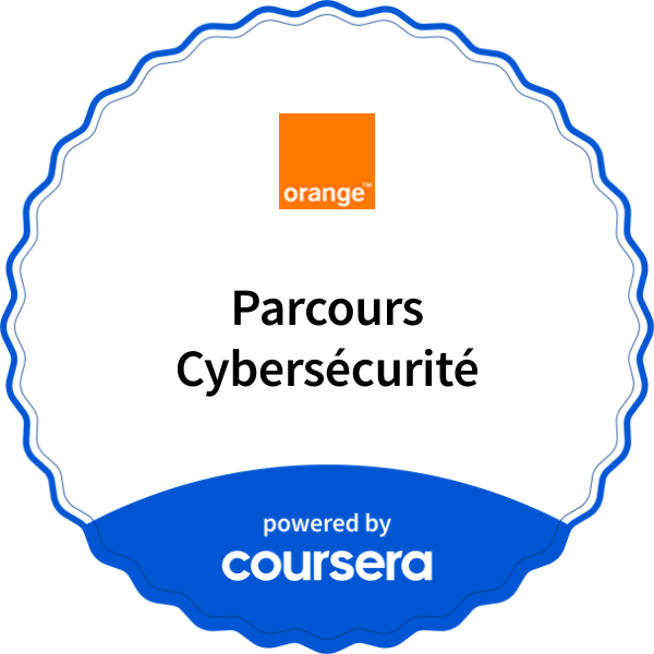 Parcours Cybersécurité completion badge issued by COURSERA