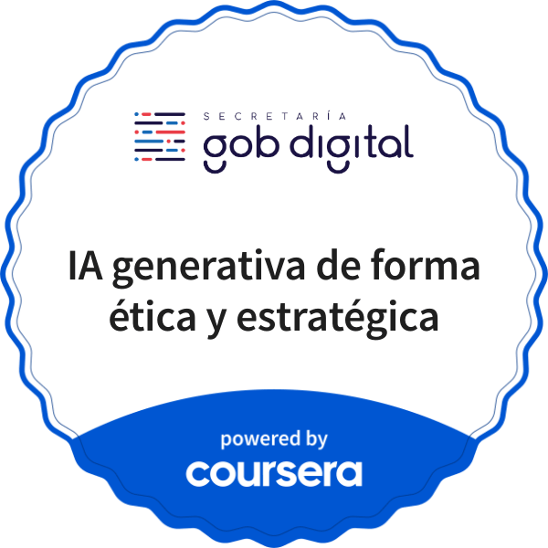 IA generativa de forma ética y estratégica completion badge issued by COURSERA