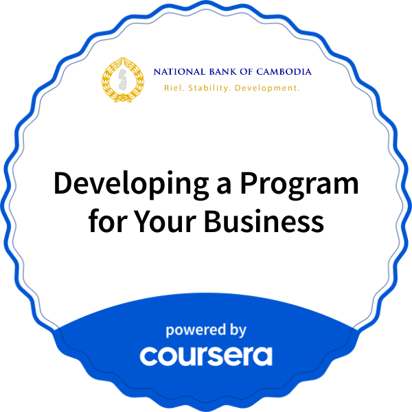 Developing a Program for Your  Business completion badge issued by COURSERA