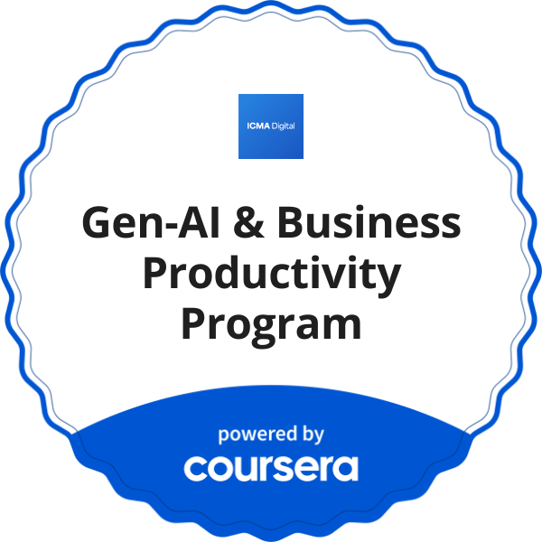 Gen-AI & Business Productivity Program completion badge issued by COURSERA