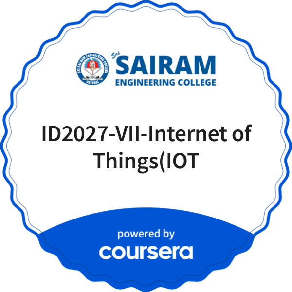 ID2027-VII-Internet of Things(IOT completion badge issued by COURSERA