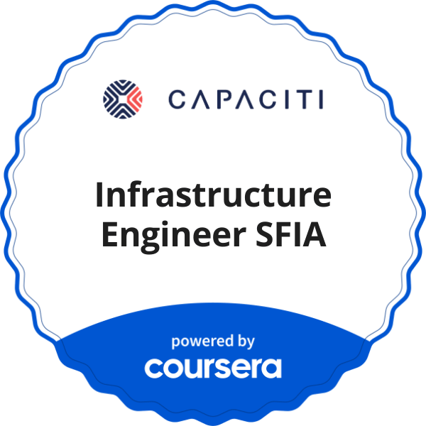 Infrastructure Engineer SFIA completion badge issued by COURSERA