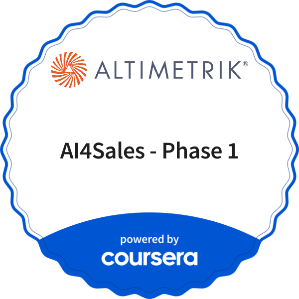 AI4Sales - Phase 1 completion badge issued by COURSERA