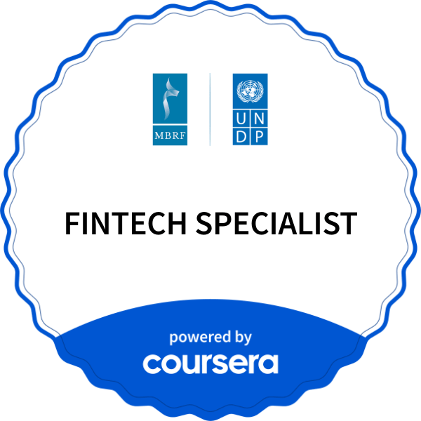 FINTECH SPECIALIST completion badge issued by COURSERA
