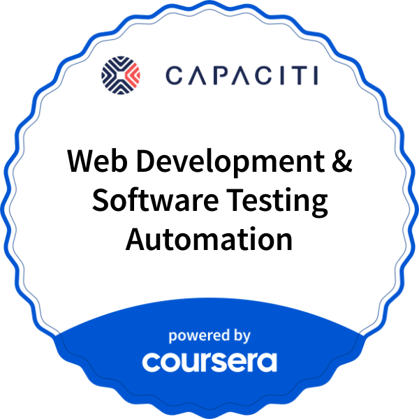 Web Development & Software Testing Automation completion badge issued by COURSERA