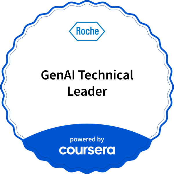 GenAI Technical Leader completion badge issued by COURSERA