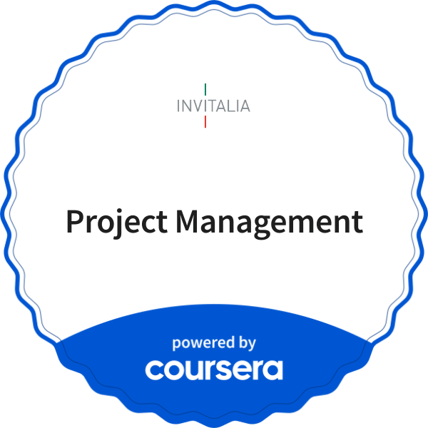 Project Management completion badge issued by COURSERA