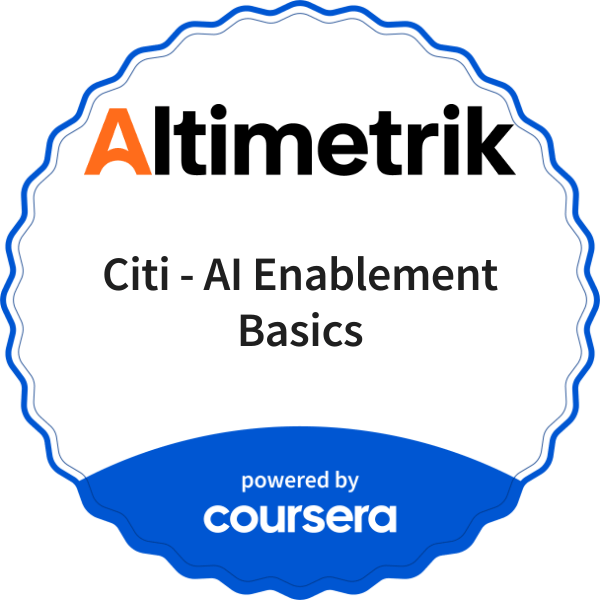 Citi - AI Enablement Basics completion badge issued by COURSERA