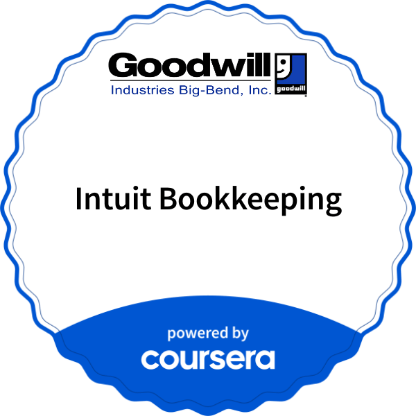 Intuit Bookkeeping completion badge issued by COURSERA