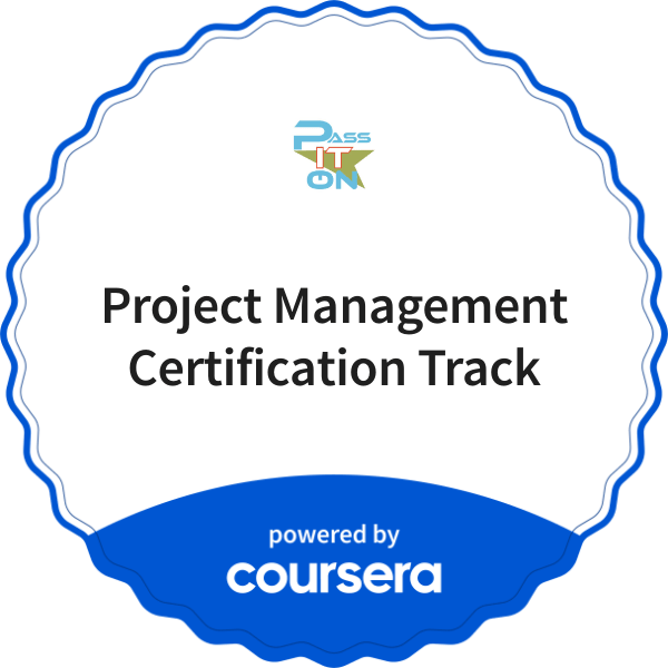 Project Management Certification Track completion badge issued by COURSERA