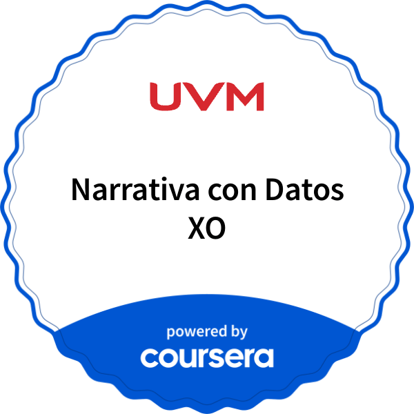 Narrativa con Datos XO completion badge issued by COURSERA